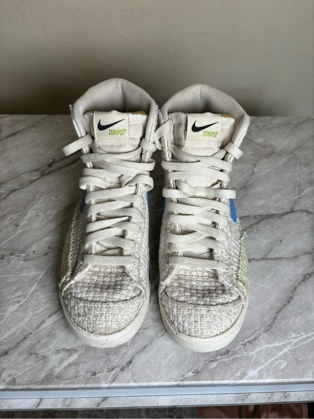Nike Blazer '77 Mid Top Lace-Up Sneakers White Blue Orange DV2173-100 size 8